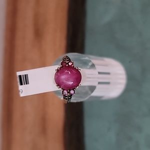 Kenyan Ruby, Thai Black Spinal, Orissa Rhodolite Ring NWT